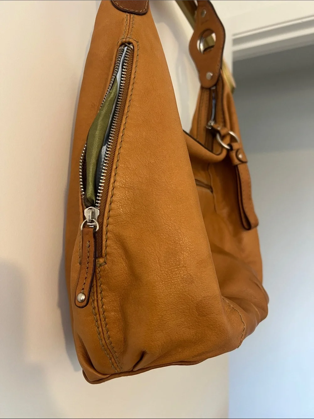Tiganello Cognac Leather Shoulder Bag - Classic Hobo Style. Gorgeous!